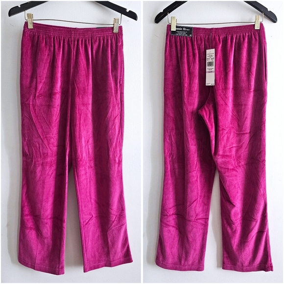 NWT Alfred Dunner Royal Jewels Velour Casual Classic Fit Pants Berry Size 6P - Picture 1 of 9